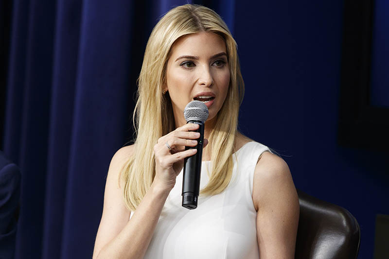 FILE - In this April 4, 2017 file photo, Ivanka Trump speaks in the South Court Auditorium on the White House complex in Washington.