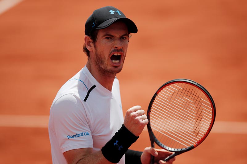 Great Britain's Andy Murray celebrates winning his fourth round match against Russia's Karen Khachanov. Photo: Reuters