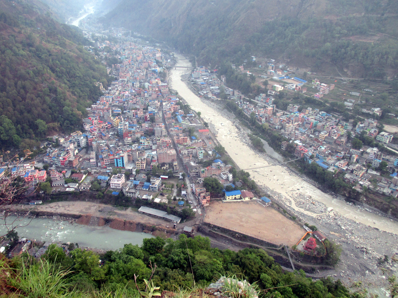 A view of Beni Bazaar, as captured from the Lovely Hill of Khabara in Myagdi district, on Thursday, June 15, 2017. Photo: RSS