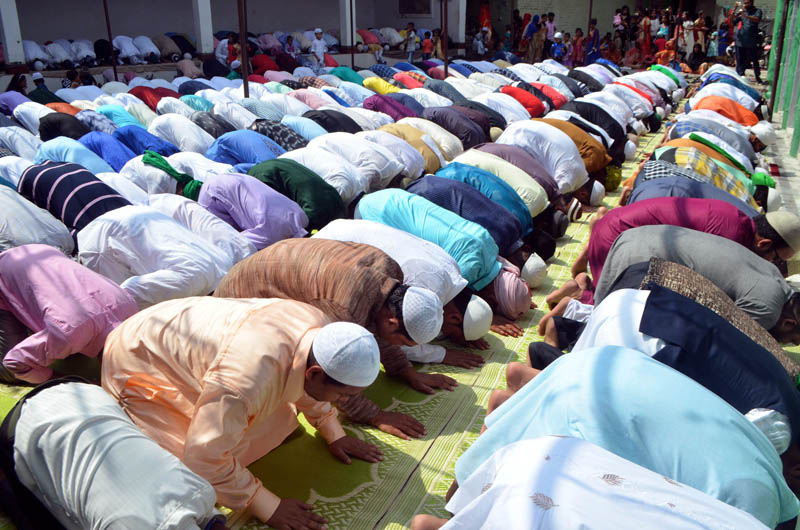 Muslims offer prayers in a mosque, in Birgunj, on Monday, June 26, 2017. Photo: Ram Sarraf
