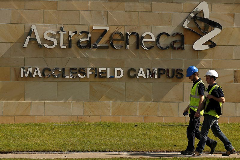 A sign is seen at an AstraZeneca site in Macclesfield, central England, on May 19, 2014. Photo: Reuters/ File