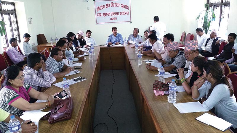 Participants at a programme held by Constituency Delimitation Commission, in Pokhara, on Saturday. Photo: THT