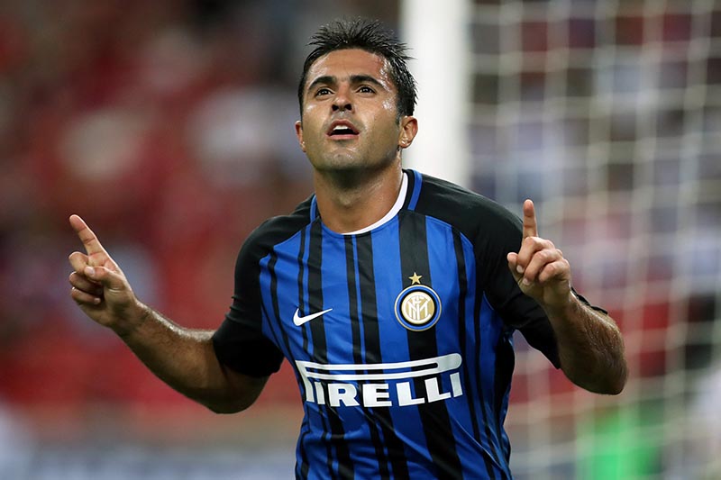 Inter Milan's Eder Martins celebrates. Photo: Reuters