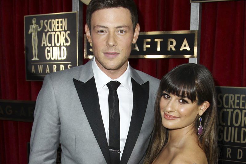 Cory Monteith, (left), and Lea Michele arrive at the 19th Annual Screen Actors Guild Awards at the Shrine Auditorium in Los Angeles, on  January 27, 2013. Photo: AP