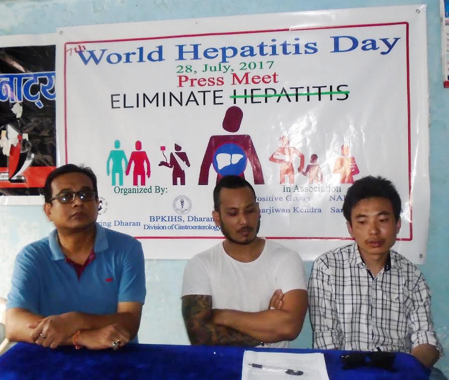 Participants at a programme organised to raise awareness of hepatitis, in Dharan, Sunsari, on Friday, July 28, 2017. Photo: THT