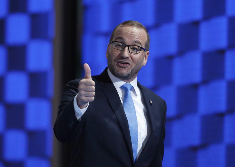 Chad Griffin, president of the Human Rights Campaign gives a thumbs-up after speaking during the final day of the Democratic National Convention in Philadelphia, on July 28, 2016. Photo: AP/ File
