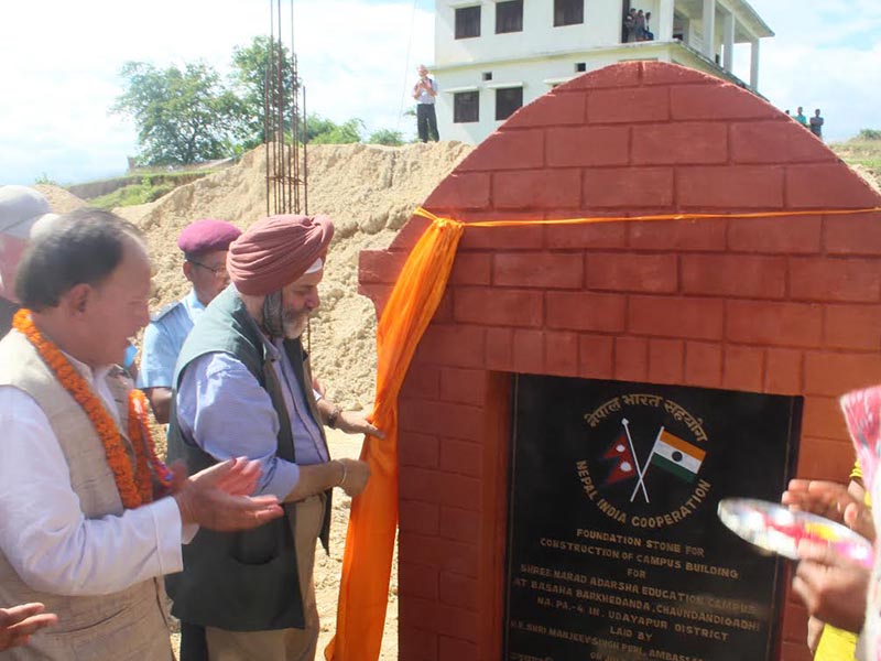 Indian Ambassador Manjeev Singh Puri attending a foundation stone laying ceremony, in Udaypur, on Friday, July 21, 2017. Photo: THT