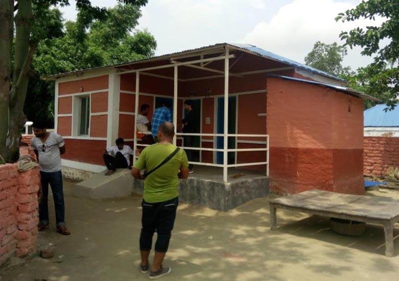 A new house built by Jigri Pande Institute for visually impaired in Dakaneshwori Municipality, Saptari, on Wednesday, July 19, 2017. Photo: RSS.