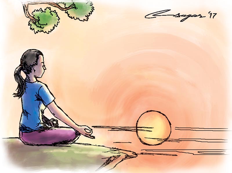 Meditation. Illustration: Ratna Sagar Shrestha/THT