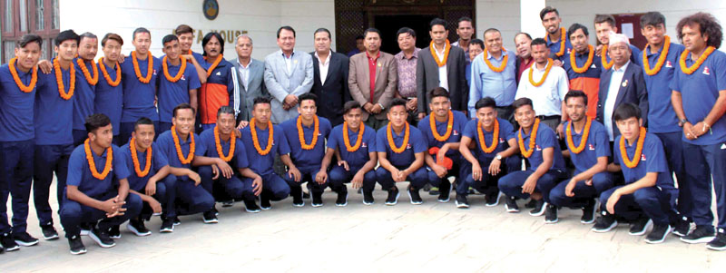 Nepali youth football team poses for a photograph on Wednesay, July 12, 2017. Photo: THT