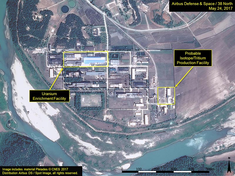 A satellite image of the radiochemical laboratory at the Yongbyon nuclear plant in North Korea by Airbus Defense &amp; Space and 38 North released on July 14, 2017. Photo Courtesy: Airbus Defense &amp; Space and 38 North/Handout via Reuters