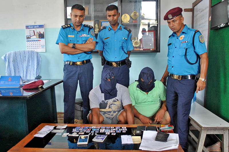 Suspects being made public at the Parsa District Police Office in Birgunj, on Friday, July 21, 2017. Photo: Ram Sarraf