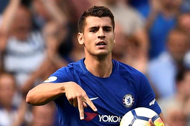 Chelseau2019s Alvaro Morata celebrates scoring their first goal. Photo: Reuters