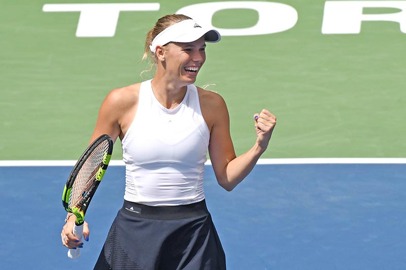 Caroline Wozniacki of Denmark reacts after winning her match against Sloane Stephens of the United States during the Rogers Cup tennis tournament at Aviva Centre, in Toronto, Ontario, USA, on August 12, 2017. Photo: Dan Hamilton-USA TODAY Sports Via Reuters