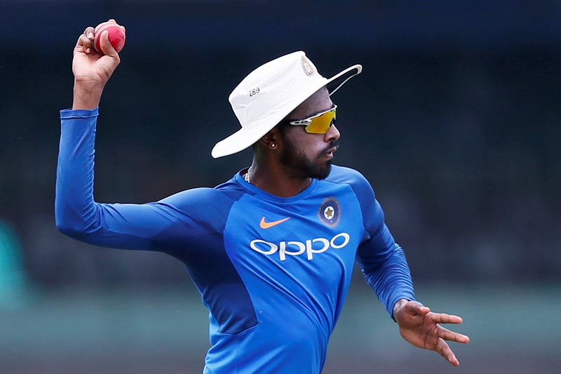 India's Hardik Pandya throws a ball during a team practice session, ahead of their second test match between Sri Lanka and India, in Colombo, Sri Lanka, on August 1, 2017. Photo: Reuters