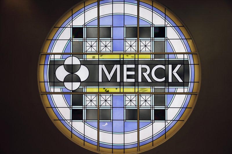 The Merck logo is seen on a stained glass panel at a Merck company building in Kenilworth, New Jersey, on Thursday, December 18, 2014. Photo: AP/ File