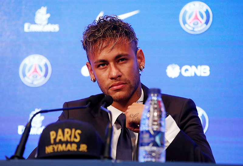 New Paris Saint-Germain signing Neymar Jr during the press conference. Photo: Reuters