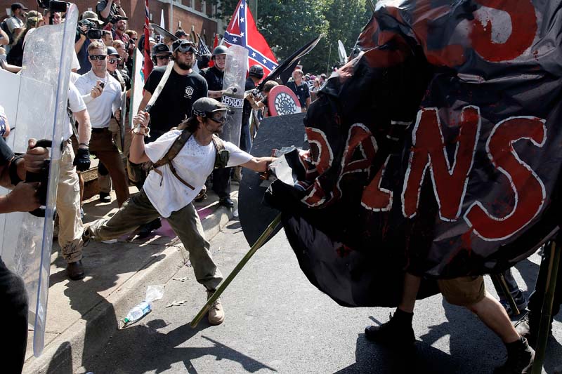 White supremacists clash with counter protesters at a rally in Charlottesville, Virginia, US, August 12, 2017. Photo: Reuters