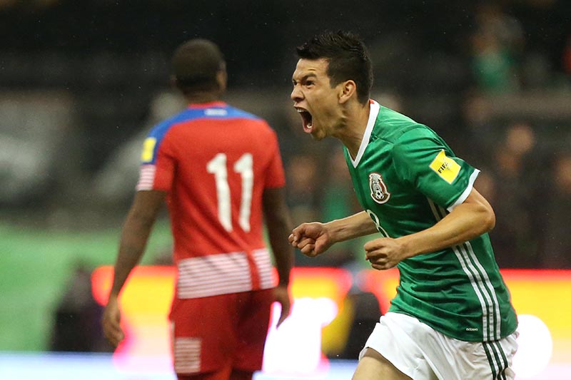 Mexico's player Hirving Lozano celebrates his goal against Panama in the World Cup 2018 qualifiers match between Mexico and Panama, at Azteca Stadium, in Mexico City, Mexico, on September 1, 2017. Photo: Reuters