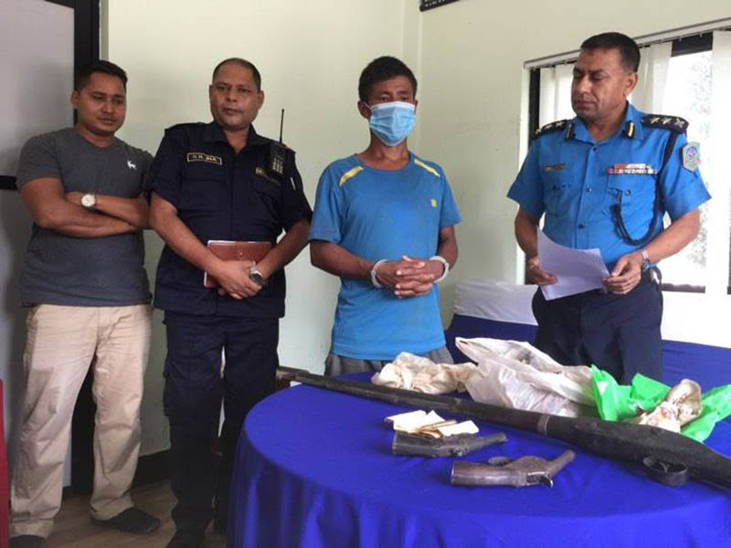 The murder suspect being made public at the Makwanpur District Police Office in Hetauda on Sunday, September 10, 2017.  Photo: Prakash Dahal