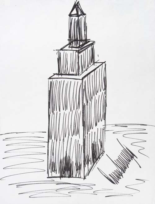 This image provided by Julien's Auctions shows a sketch of the Empire State Building drawn by President Donald Trump that sold for $16,000 at auction on October 19, 2017. Photo: AP