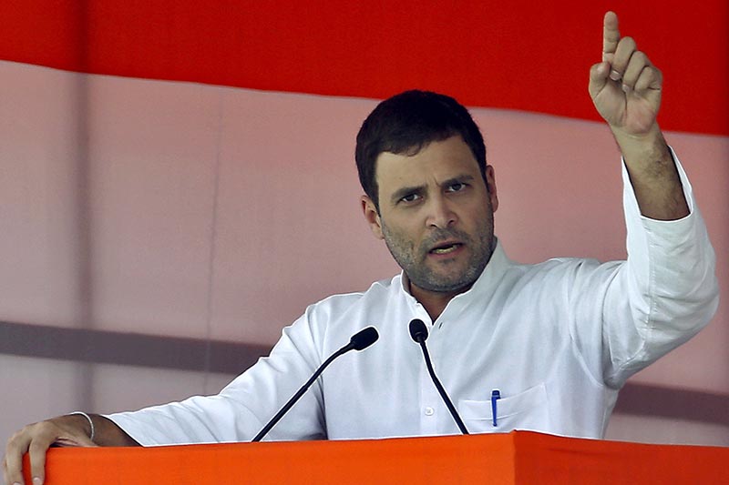 India's Congress party vice president Rahul Gandhi gestures during an address at a farmers' rally at Ramlila ground in New Delhi, on April 19, 2015. Photo: Reuters/ File
