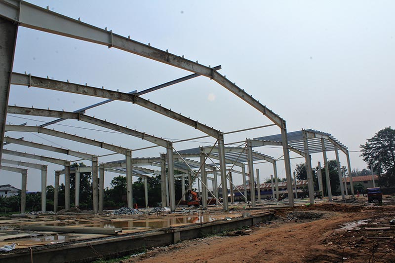 An under-construction International Expo Centre in Chitwan, on Sunday. Photo: THT