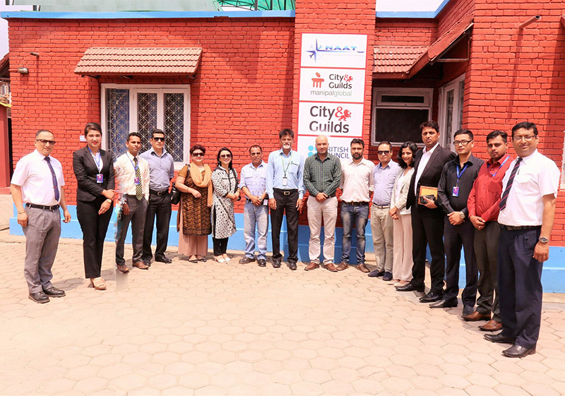 Faculty members of the Northern Light Academy of Aviation and Techonlogy Institute pose for a group portrait in its premises at New Baneshwor, Kathmandu, on Sunday, October 15, 2017. Courtesy: Rakesh Sanjel