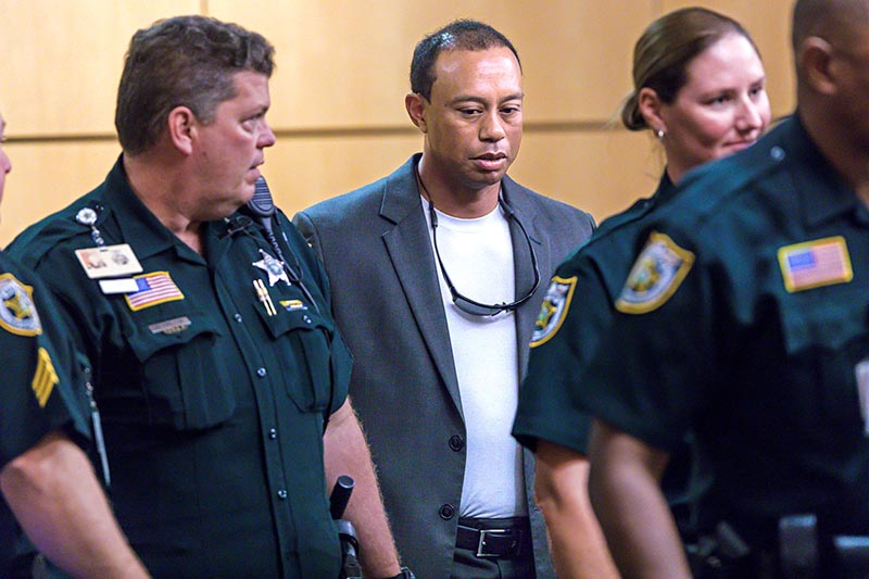 Golfer Tiger Woods appears in Palm Beach County court where he pleaded guilty to a charge of reckless driving in connection with his May arrest for driving under the influence, in Palm Beach, Florida, US, on Friday, October 27, 2017. Photo: Reuters