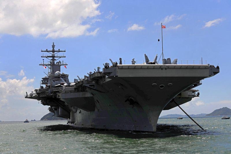 USS Ronald Reagan aircraft carrier arrives in Hong Kong, on October 2, 2017. Photo: AP/ File