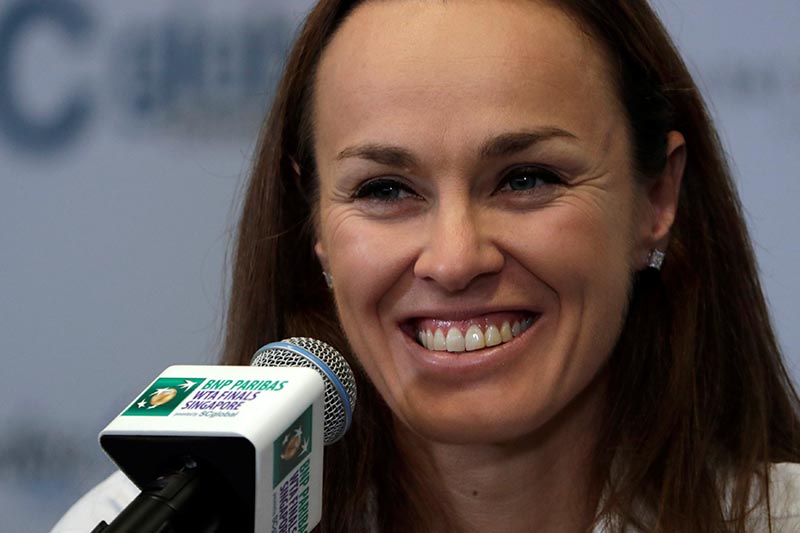 Switzerland's Martina Hingis during during a press conference in WTA Tour Finals, at Singapore Indoor Stadium, Singapore, on October 28, 2017. Photo: Reuters