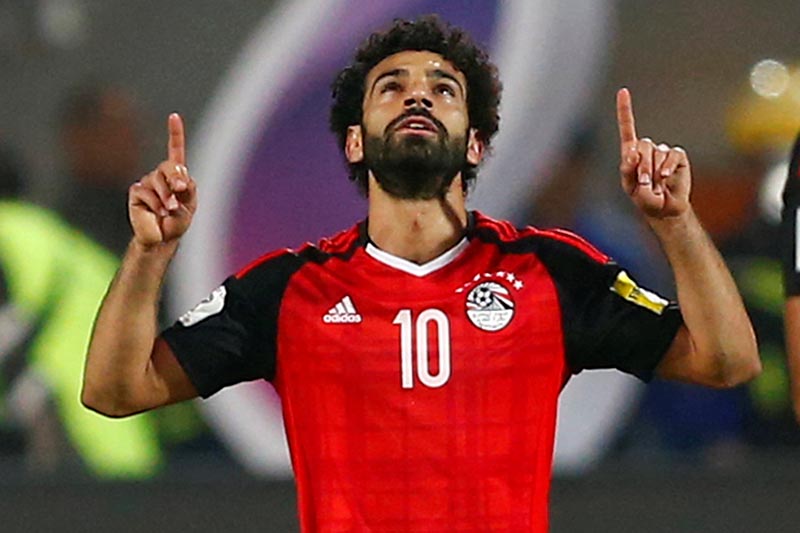 Egyptu2019s Mohamed Salah celebrates scoring a goal during the 2018 World Cup Qualifications, Africa group match between Egypt and Congo, at Borg El Ara Stadium, in Alexandria, Egypt, on October 8, 2017. Photo: Reuters