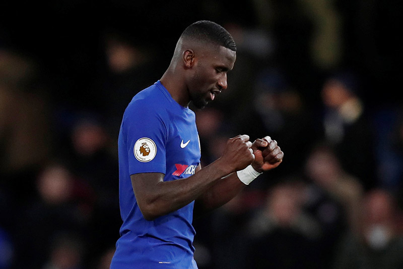 Chelsea's Antonio Rudiger celebrates at the end of the match. Photo: Reuters