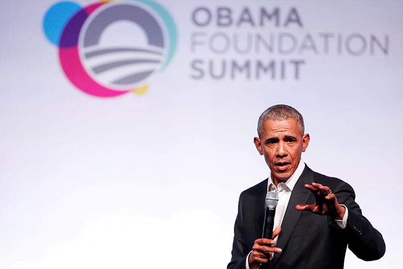 Former US President Barack Obama speaks during the first day of the Obama Foundation Summit in Chicago, Illinois, US, on October 31, 2017. Photo: Reuters