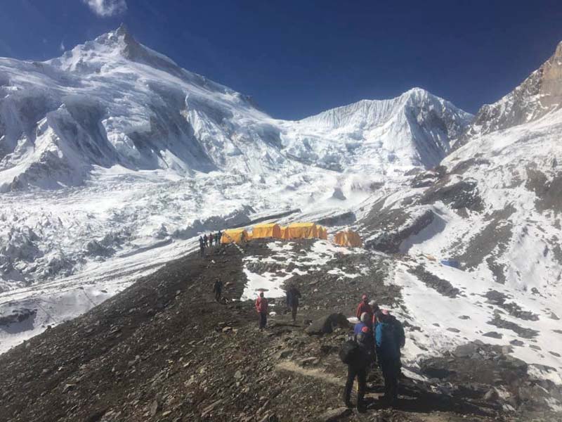 Base camp set for Kammerlander's Manaslu expedition. Courtesy: Eric Ridington Facebook