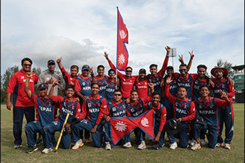 Nepali team along with officials pose for a photo after defeating India in ACC U19 Asia Cup in Malaysia, on Sunday, November 12, 2017. Courtesy: ACC