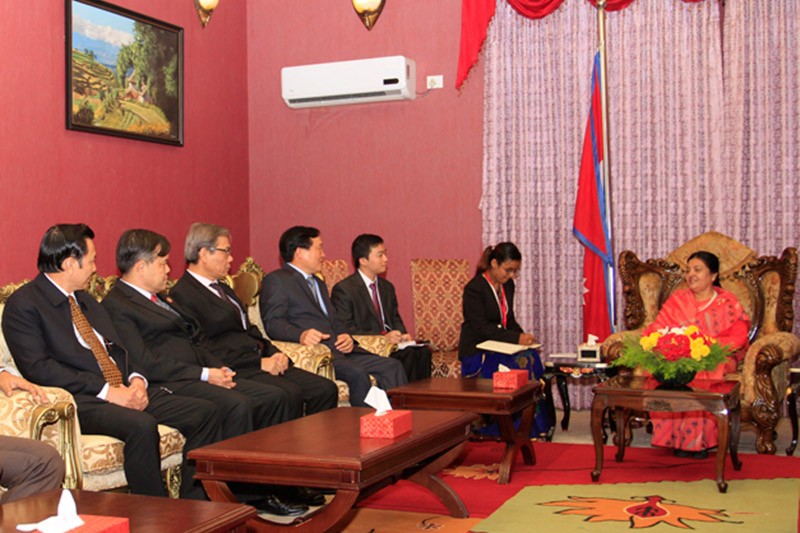 A visiting Vietnam delegation led by CJ Nguyen Hoa Binh calls on the President Bidya Devi Bhandari at the latter's office in Sheetal Niwas in Kathmandu, on Friday, November 24, 2017. Courtesy: President Office