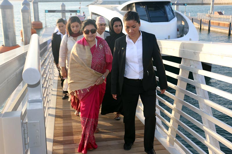 President Bidya Devi Bhandari visits the Dubai water canal in Dubai, The United Arab Emirates. The president is on the official visit to the United Arab Emirates (UAE). Photo: RSS