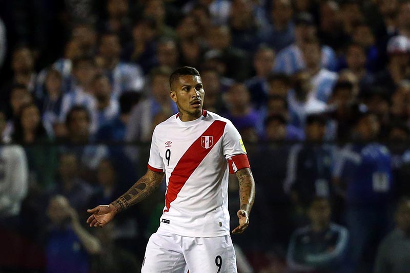 Peru's Paolo Guerrero reacts during the 2018 World Cup South America qualification match between Argentina and Peru, at La Bombonera Stadium, in Buenos Aires, Argentina, on October 5, 2017. Photo: Reuters/ File
