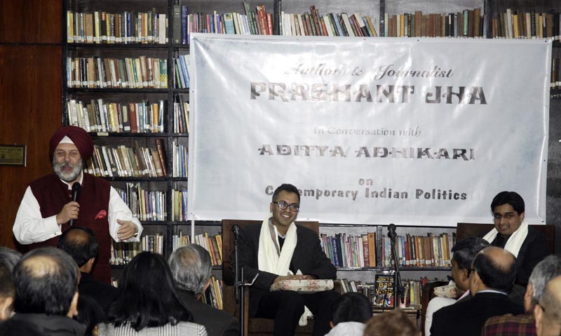 Indian Ambassador to Nepal Manjeev Singh Puri addressing a talk programme at Nepal-Bharat Library, in Kathmandu, on Friday, December 29, 2017. Photo: THT