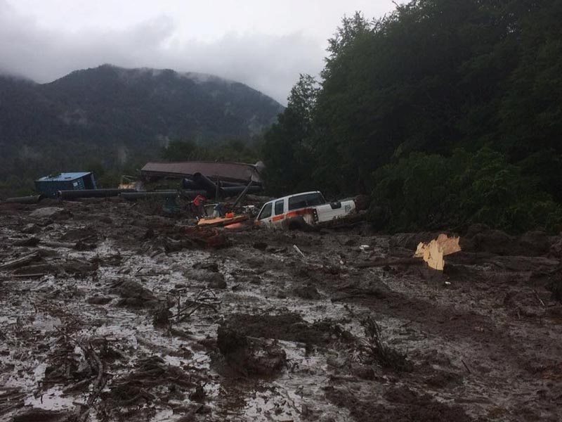Damage done by a landslide is seen in Villa Santa Lucia, Los Lagos, Chile, on December 16, 2017. Photo: CRISTIAN ZUMELZU BARROS via Reuters