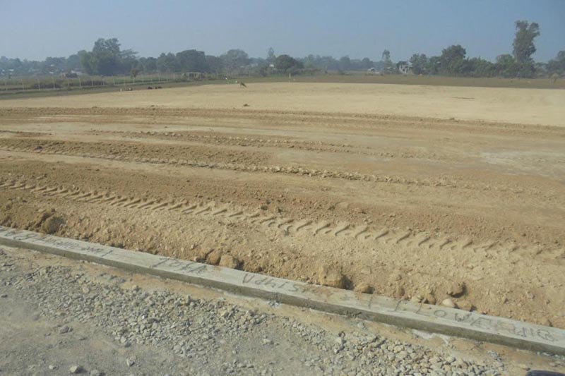 A view of the runway of Rajbiraj airport, in Saptari, on Wednesday, December 27, 2017. The runway is yet to be nblacktopped.