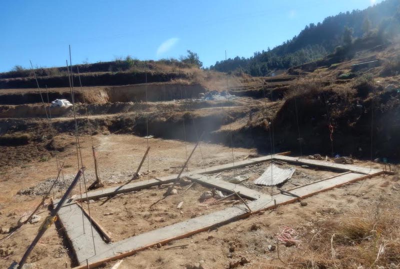 An Under Construction house that has been left incomplete due to lack of construction materials, in Dolakha , on wednesday. Photo: THT Print.