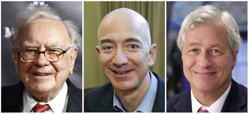 This combination of photos from left shows Warren Buffett on Sept. 19, 2017, in New York, Jeff Bezos, CEO of Amazon.com, on Sept. 24, 2013, in Seattle and JP Morgan Chase Chairman and CEO Jamie Dimon on July 12, 2013, in New York. Buffettu2019s Berkshire Hathaway, Amazon and the New York bank JPMorgan Chase are teaming up to create a health care company announced Tuesday, Jan. 30, 2018, that is u201cfree from profit-making incentives and constraints.u201d Photo: AP