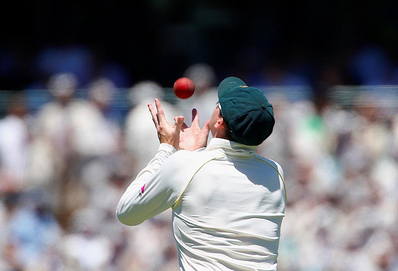 Australia's captain Steve Smith takes a catch to dismiss England's Stuart Broad during the second day of the fifth Ashes cricket test match between Australia and England, at SCG, in Sydney, Australia, on January 5, 2018. Photo: Reuters