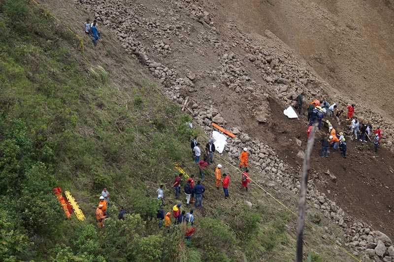 Search and rescue operations underway at site of a landslide in Narino, Colombia, on January 21, 2018, in this picture obtained from social media. Photo: Ivan Antonio Jurado/Pulo Social/via Reuters