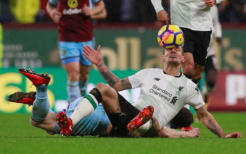 Liverpool's Dejan Lovren in action during the Premier League match between Burnley and Liverpool, at Turf Moor, in Burnley, Britain, on January 1, 2018. Photo: Action Images via Reuters