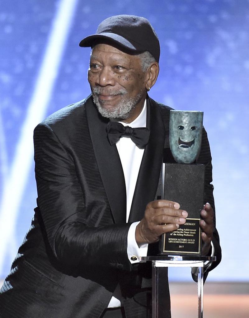 File - Morgan Freeman accepts the Life Achievement Award at the 24th annual Screen Actors Guild Awards at the Shrine Auditorium &amp; Expo Hall on Sunday, Jan. 21, 2018, in Los Angeles. Photo: AP