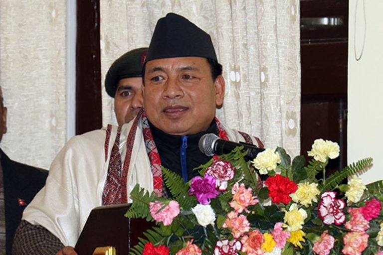 The Vice-President Nanda Bahadur Pun speaks at a programme organised by the Federation of National Christian Nepal on the occasion of New Year in Kathmandu, on Monday, January 01, 2018. Photo: RSS