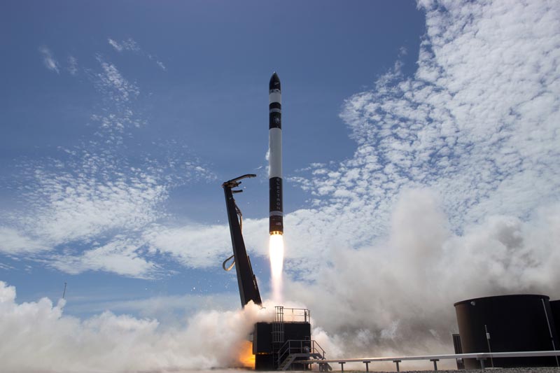 In this photo provided by Rocket Lab, Electron rocket carrying only a small payload of about 150 kilograms (331 pounds), lifts off from the Mahia Peninsula on New Zealand's North Island's east coast. Photo: AP